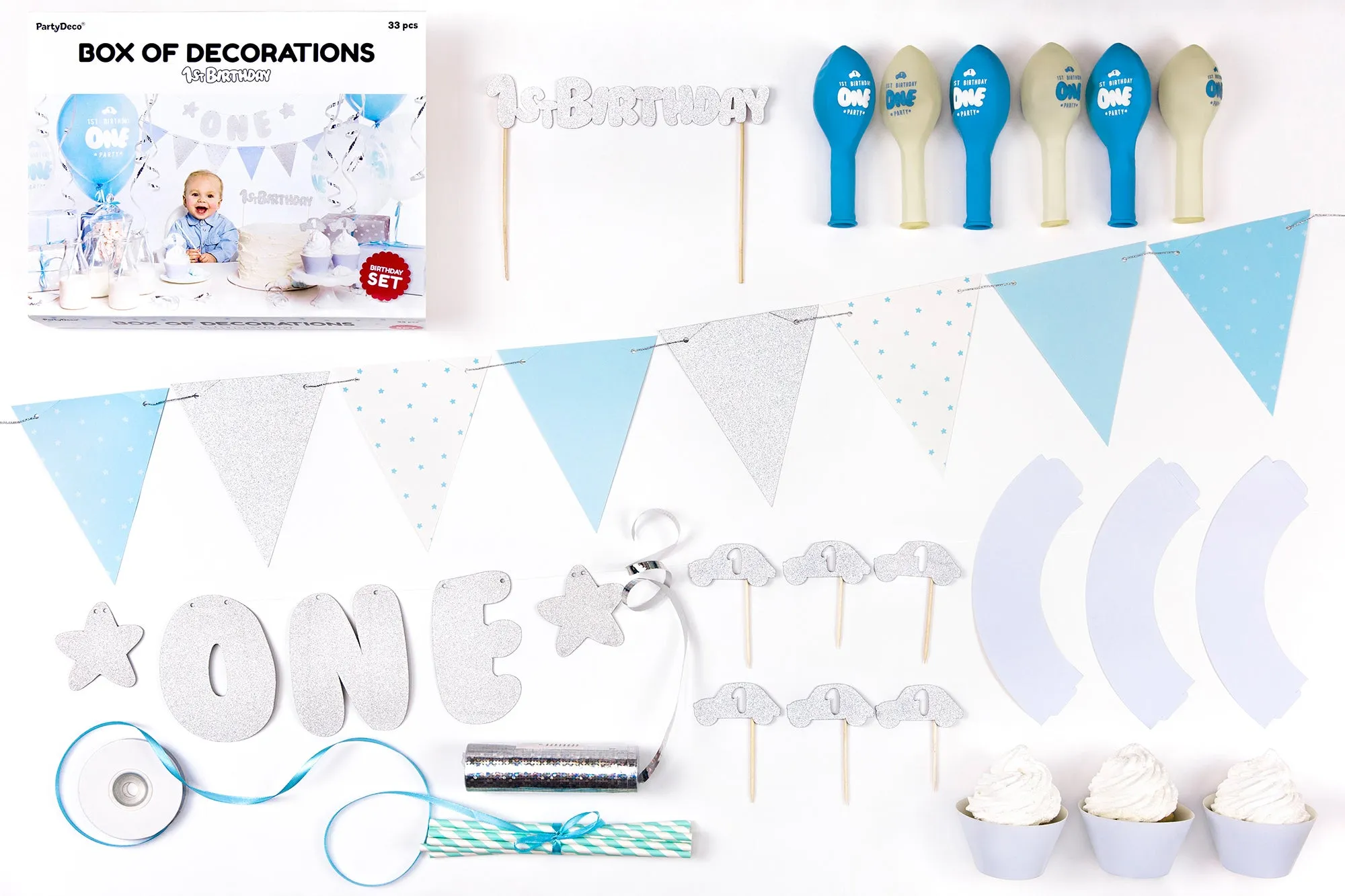 1st Birthday Party Decoration Box Blue