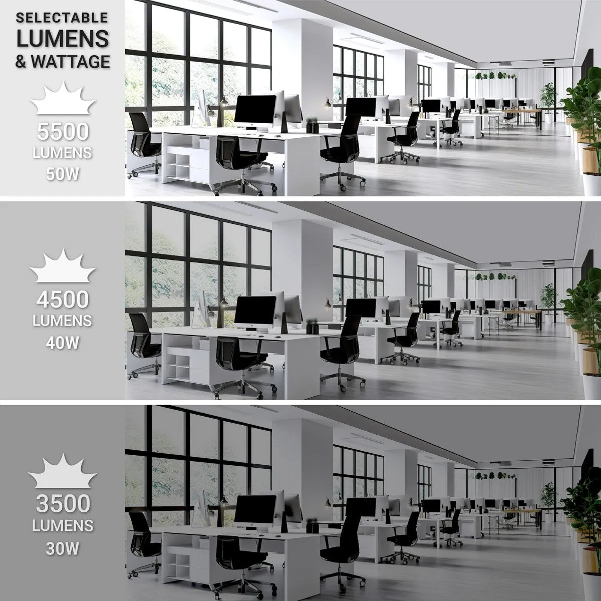 2x4 LED Drop Ceiling Lights Backlit Panel - 3CCT 3000K - 5000K - 5500LM - 4 Pack