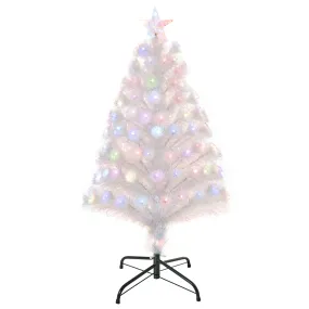 3 Feet Prelit Artificial Christmas Tree with Fiber Optic LED Light, Holiday Home Xmas Decoration, White