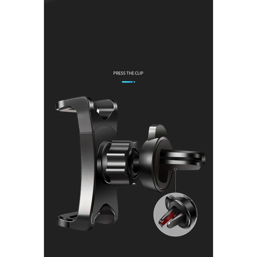 3 in 1 Car GPS Smartphone Holder: Dashboard / Visor Clamp   AC Grid Clip for BLU Dash Music Jr - Black