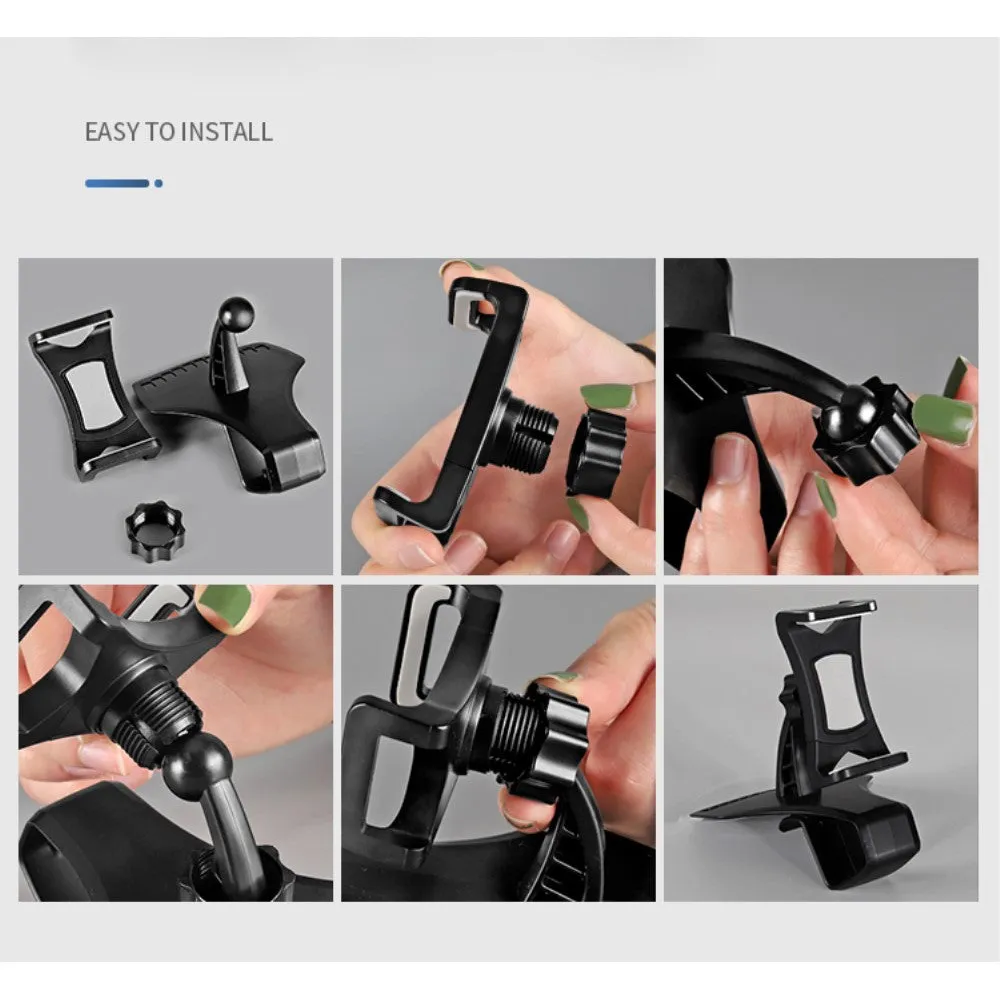 3 in 1 Car GPS Smartphone Holder: Dashboard / Visor Clamp   AC Grid Clip for Micromax A88, Canvas Music - Black