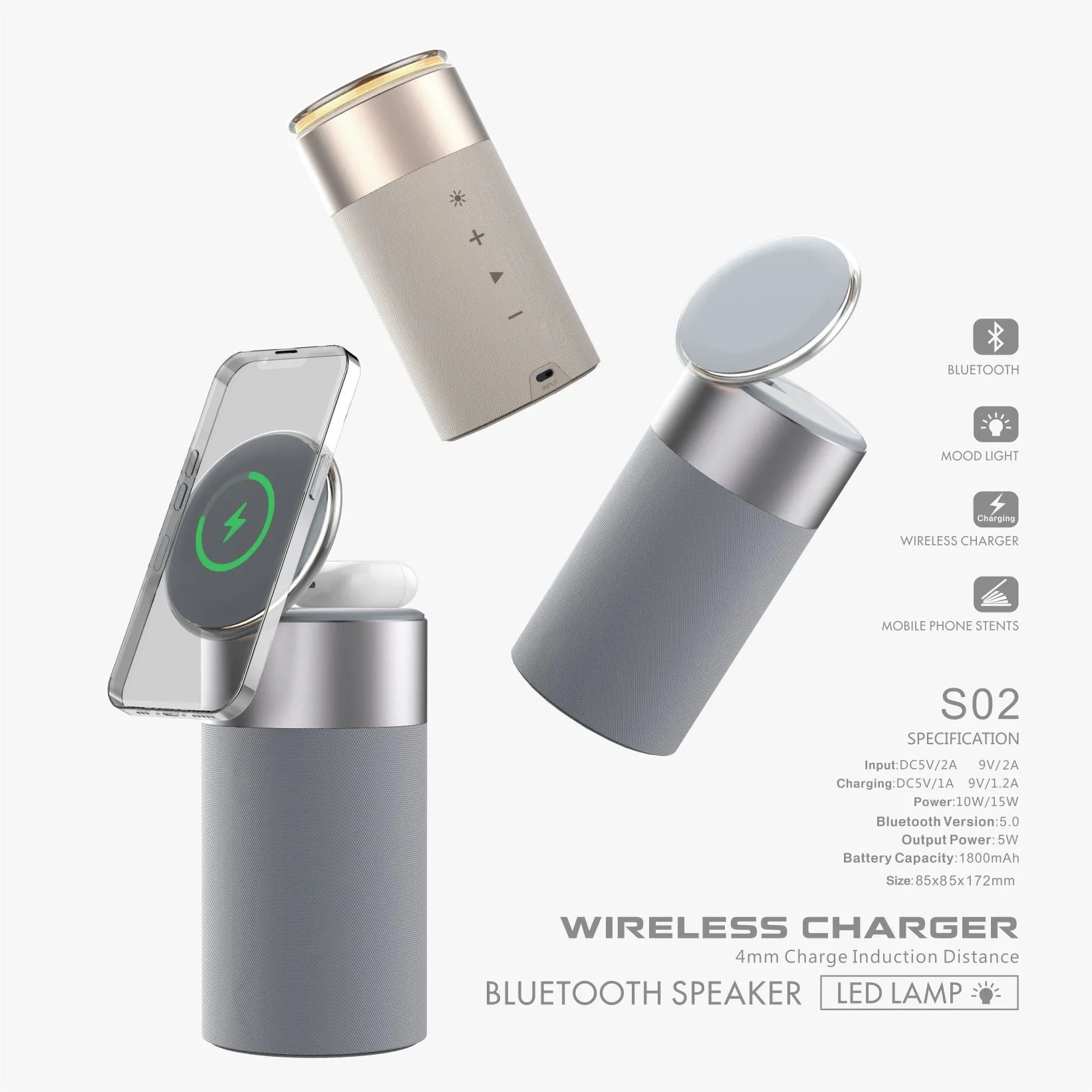 3 In 1 Multi-Function Wireless Charger and Speaker