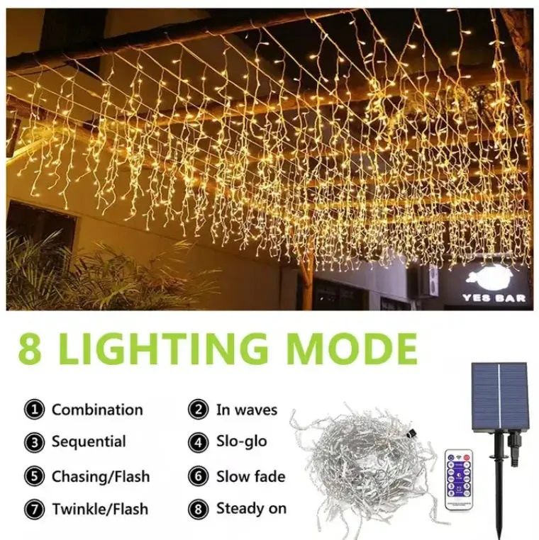 304 LED RGB Solar Xmax Icicle Light 23' FT #6965