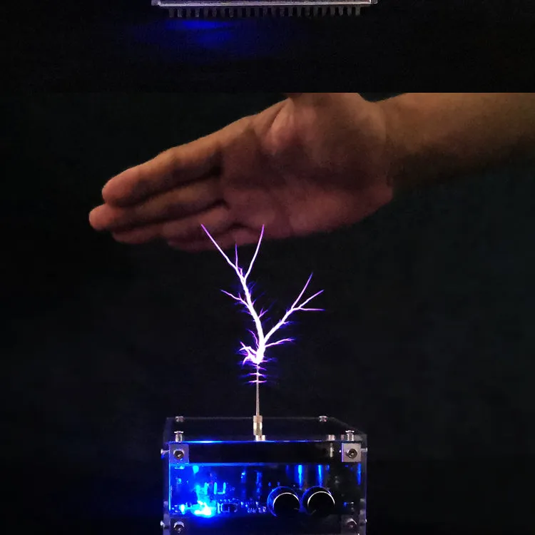 48V2A 10CM Flat-panel Bluetooth Music Tesla Coil Plasma Loudspeaker Touchable Lightning Christmas Gift