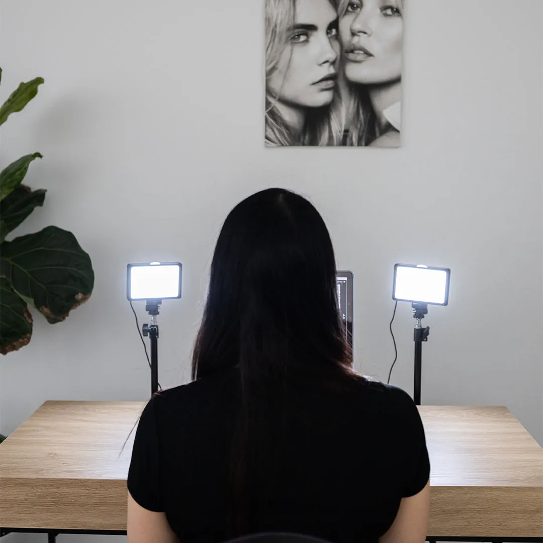 5.5" LED Photography Video Youtube Zoom Lighting Kit with Floor Stands - Crystal Air - Bundle