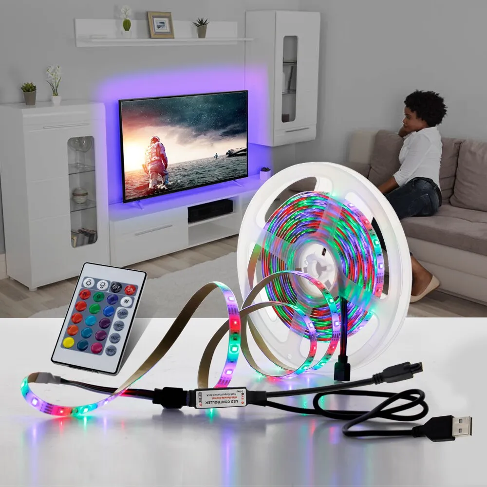 5V USB LED Strip 2835 Light Flexible 1M 2M 3M White Warm White Ice lue Purple Pink RGB for TV Background Fairy Night Tape