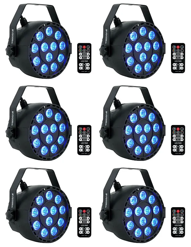 6) Rockville RockPAR TRI LED RGB Compact Par Can DJ DMX Wash Lights Remote Black (6) ROCKPAR TRI BLACK