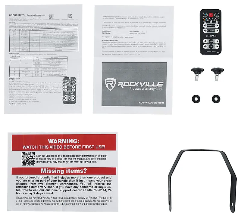 6) Rockville RockPAR TRI LED RGB Compact Par Can DJ DMX Wash Lights Remote Black (6) ROCKPAR TRI BLACK