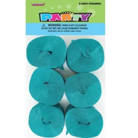 6pk Crepe Streamers - Caribbean Teal
