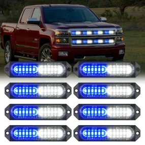 8PCS 12LED Blue White Emergency Strobe Lights