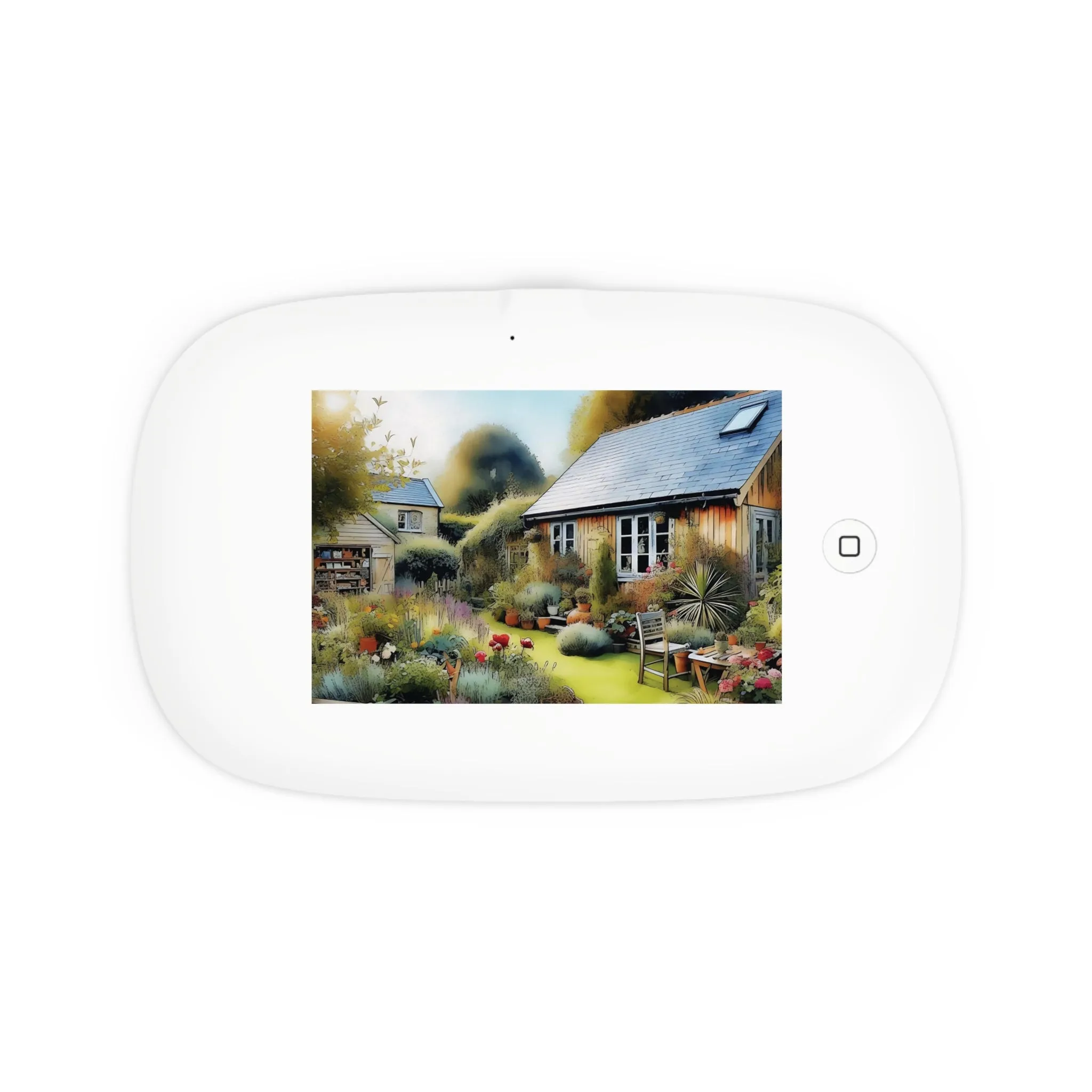 A wooden hut and a cute  garden in the rural UV Phone Sanitizer and Wireless Charging Pad