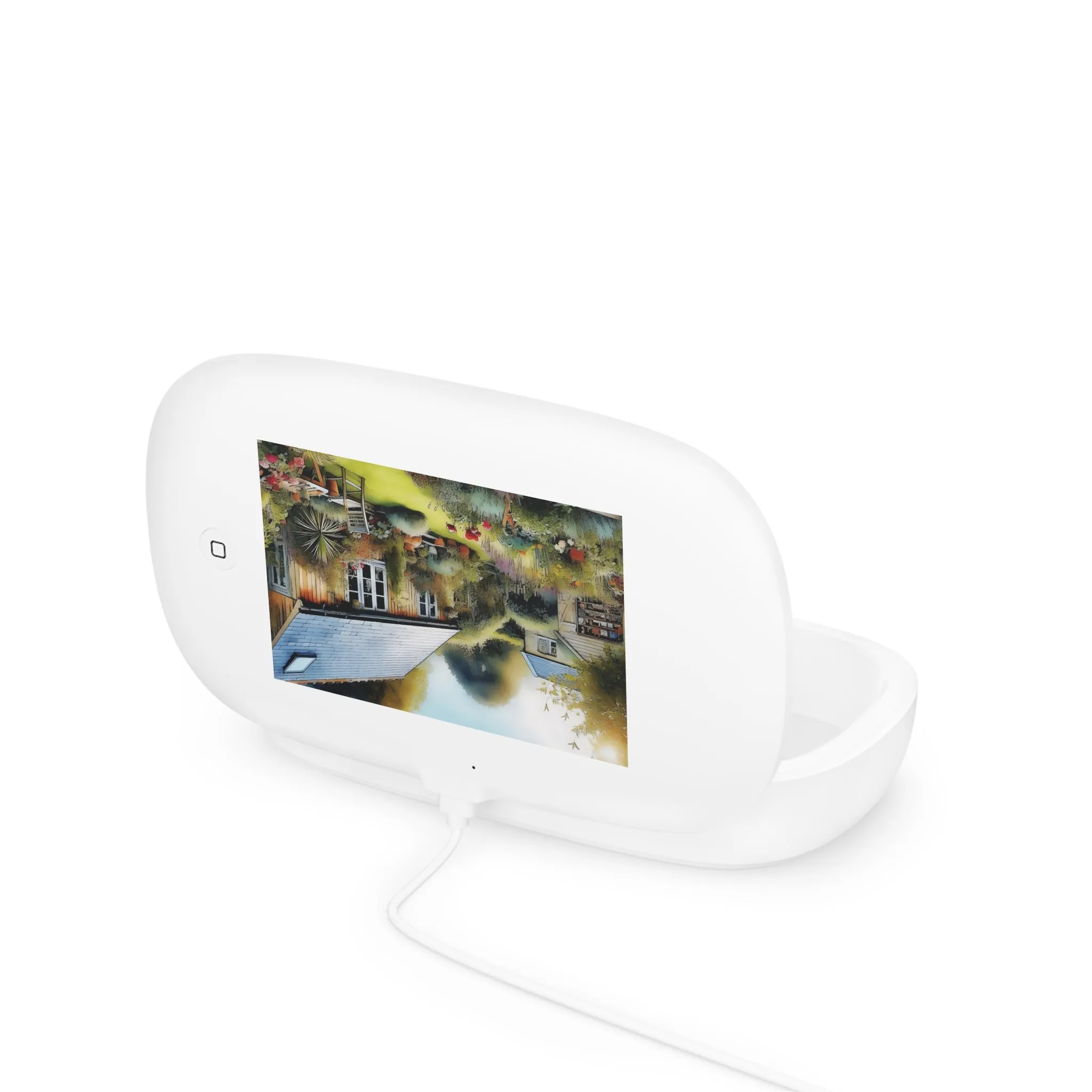 A wooden hut and a cute  garden in the rural UV Phone Sanitizer and Wireless Charging Pad