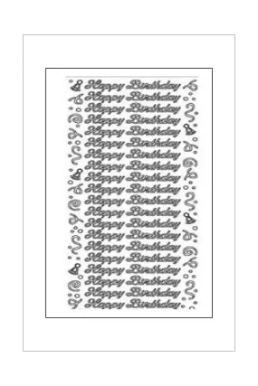 Adhesives - Stickers - Words - Happy Birthday - Gold, Silver, Black