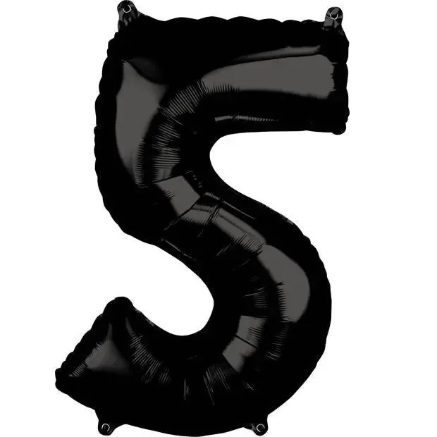 Anagram Black Mid-Size Number Foil Balloon - 5