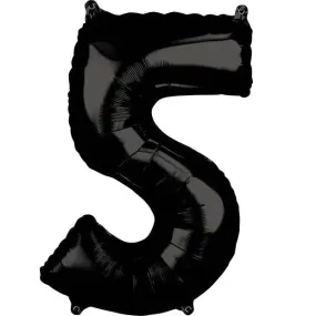 Anagram Black Mid-Size Number Foil Balloon - 5