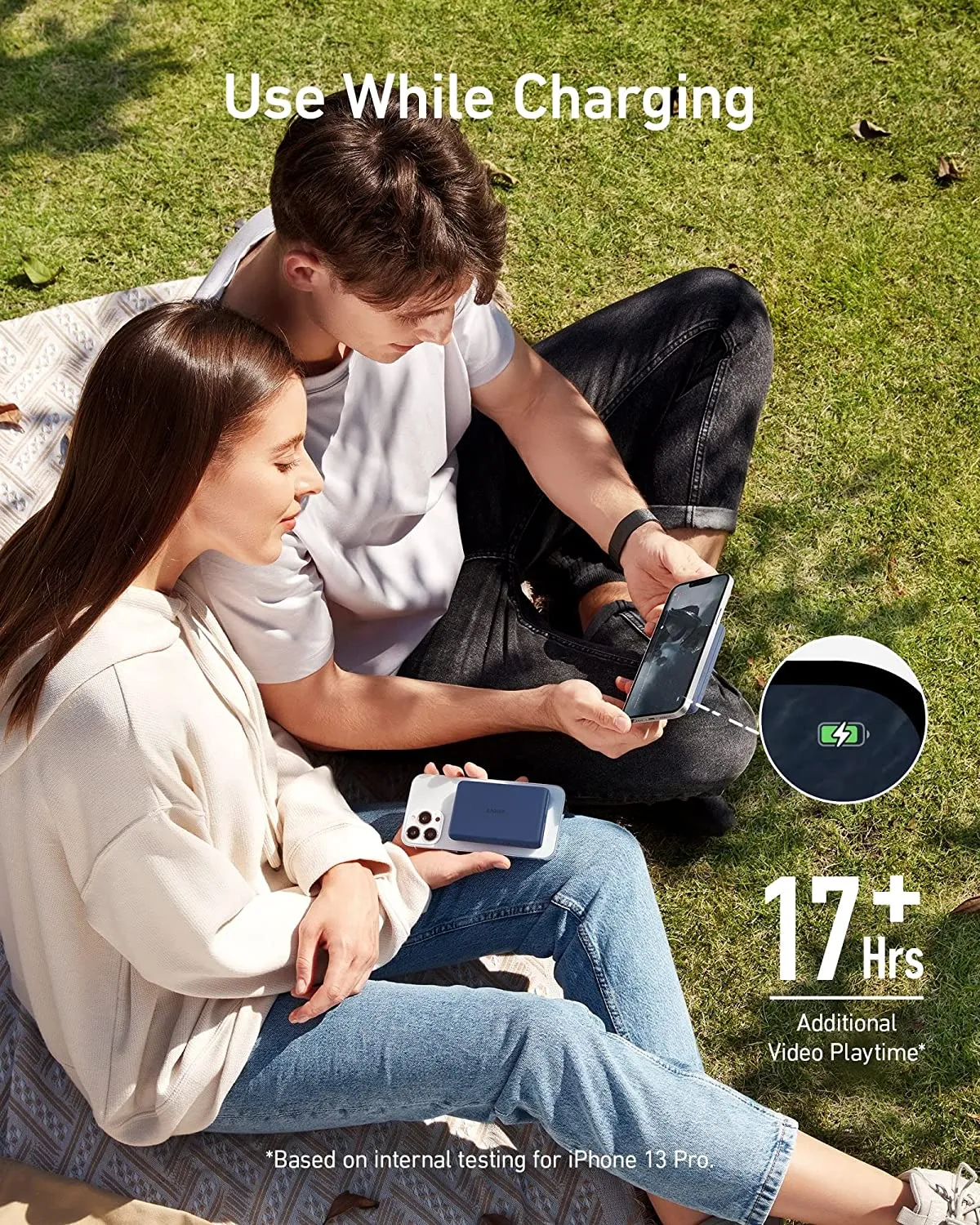 Anker Power Bank PowerCore Magnetic 5K 521 Magnetic Battery, 5000 mAh Magnetic Wireless Portable Charger with USB-C Cable - Blue