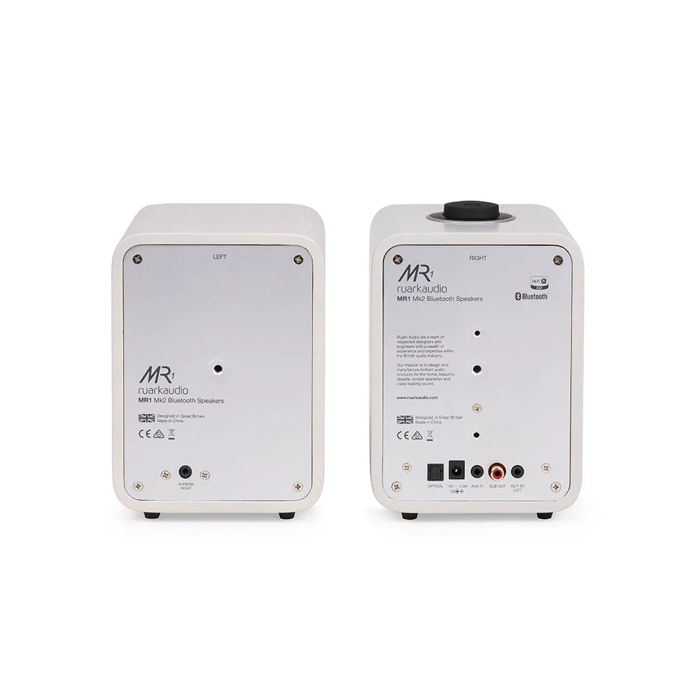 Audio Technica AT-LP70XBT Fully Automatic Bluetooth Wireless Turntable White with Ruark MR1 MK2 Active Bluetooth Speakers Grey HiFi Package