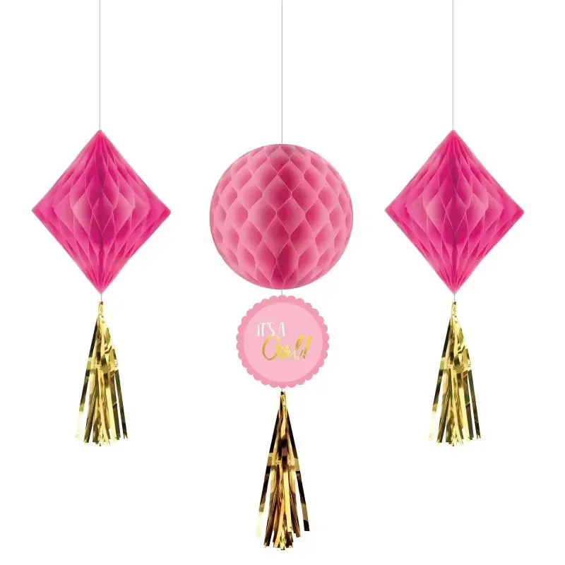 Baby Shower Girl Honeycomb Decorations