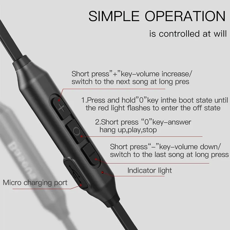 Baseus S06 Bluetooth Earphone Wireless Magnetic Neckband Earbuds Handsfree Sport Stereo Earpieces For Samsung Xiaomi With MIC