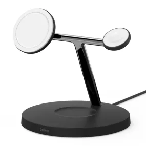 Belkin 15W Magsafe 3 in 1 Magnetic Wireless Charger For iPhone series  12/13/14/15/16 Black