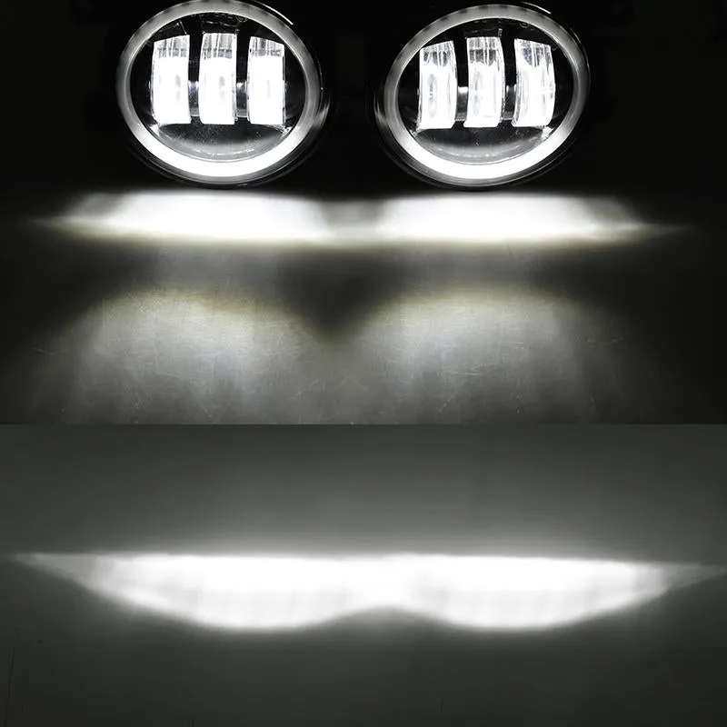 Bluetooth 4" CREE LED Fog Lights with RGB Halo Angle Eye For Jeep JK/JL/JT