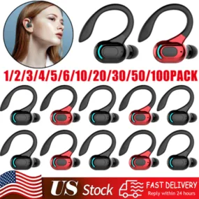 Bluetooth 5.1 Headset Wireless Earbuds Earphones Stereo Headphones Ear Hook Lot