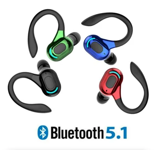 Bluetooth 5.1 Headset Wireless Earbuds Earphones Stereo Headphones Ear Hook Lot