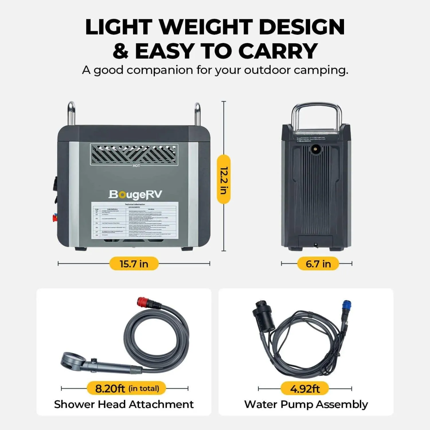 BougeRV Portable Propane Outdoor Camping Water Heater