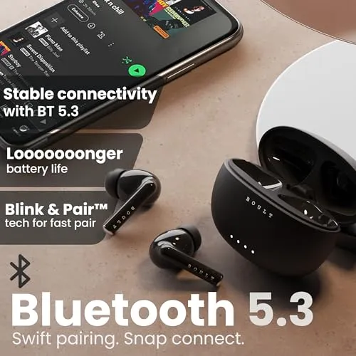 Boult Audio W20 Truly Wireless in Ear Earbuds, 35H Playtime, Zen™ ENC Mic, 45ms Low Latency, 13mm Bass Drivers, Type-C Fast Charging, Touch Controls, IPX5 ear buds TWS (Space Black)