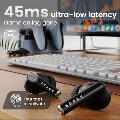 Boult Audio W20 Truly Wireless in Ear Earbuds, 35H Playtime, Zen™ ENC Mic, 45ms Low Latency, 13mm Bass Drivers, Type-C Fast Charging, Touch Controls, IPX5 ear buds TWS (Space Black)
