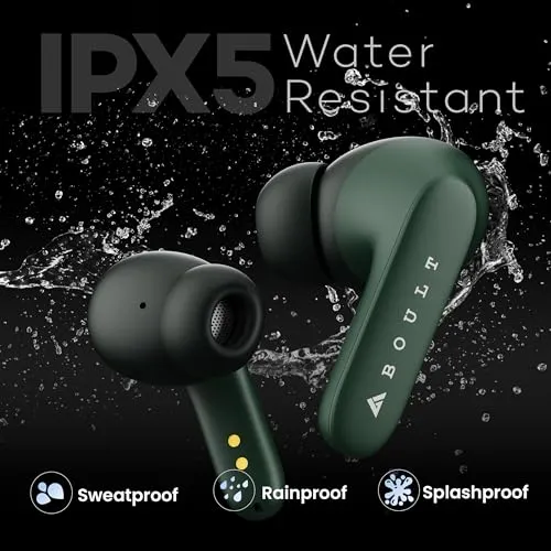 Boult Audio Z20 Truly Wireless Bluetooth Ear buds with 51 Hours Playtime, Zen™ Clear Calling ENC Mic, Low Latency Gaming, Rich Bass Drivers, IPX5, (Green)