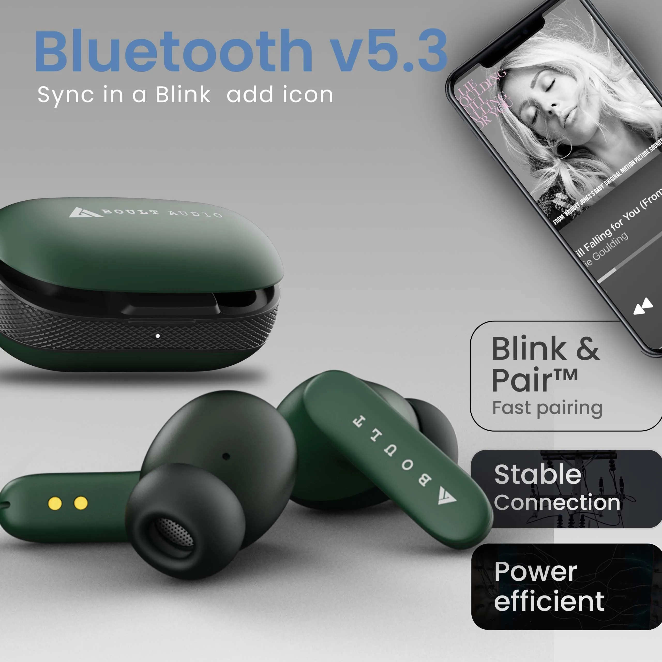 Boult Audio Z20 Truly Wireless Bluetooth Ear buds with 51 Hours Playtime, Zen™ Clear Calling ENC Mic, Low Latency Gaming, Rich Bass Drivers, IPX5, (Green)