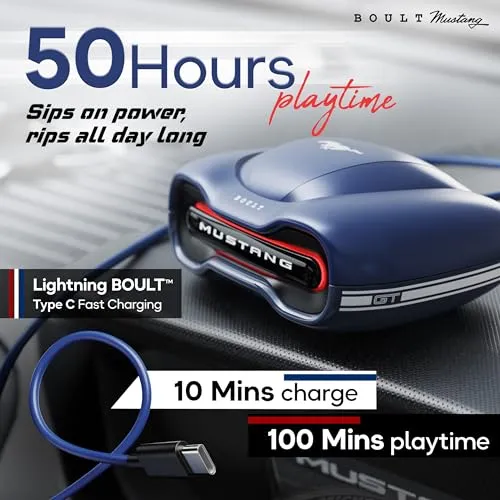 Boult x Mustang Torq Newly Launched Truly Wireless in Ear Earbuds with 50H Playtime, App Support, Quad Mic ENC, 45ms Low Latency, Breathing LEDs, 13mm Drivers, Bluetooth 5.4