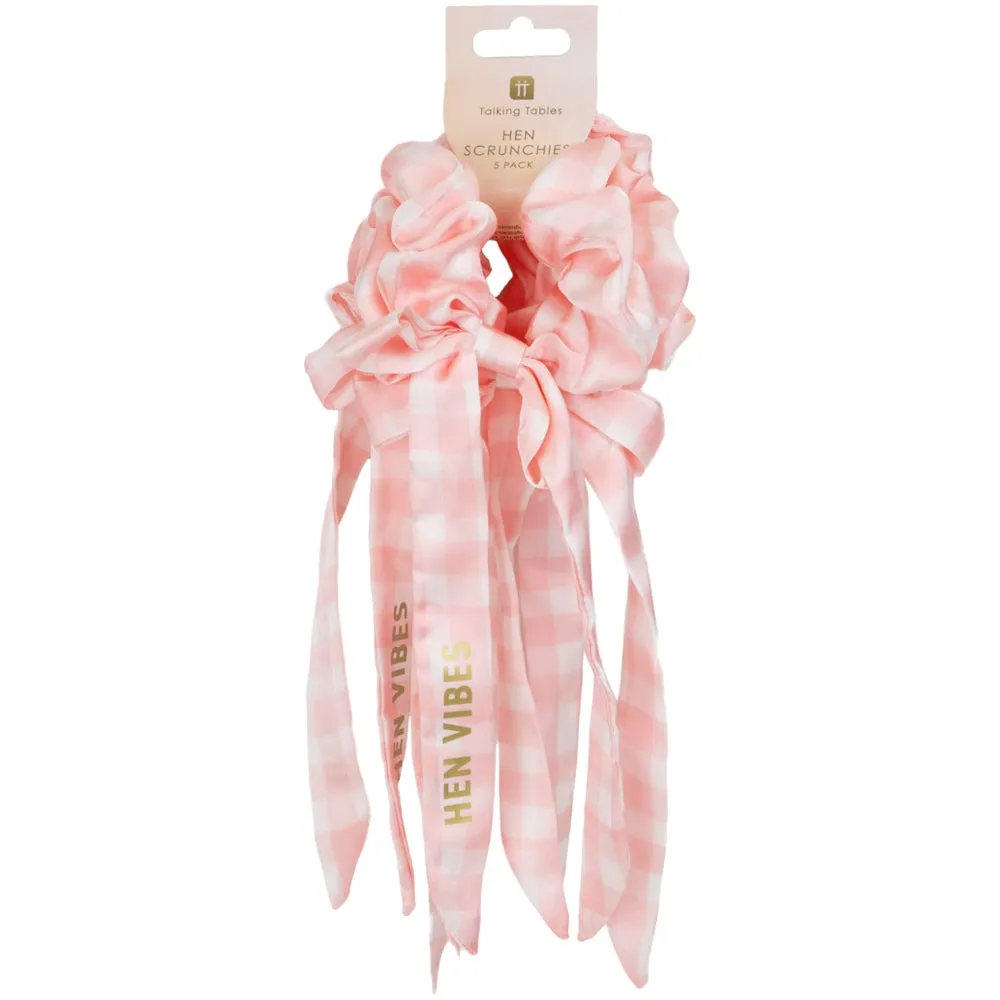 Bride Vibes Pink Gingham Hair Scrunchie