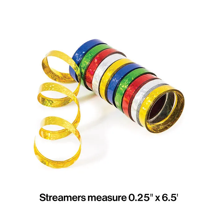 Bulk Multicolor Holographic Serpentine Streamers (6 per Case)