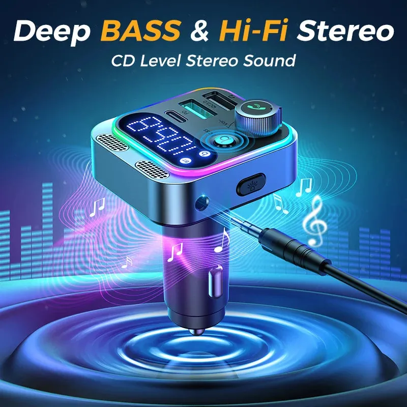 Car Bluetooth 5.3 FM Transmitter Charger Adapter