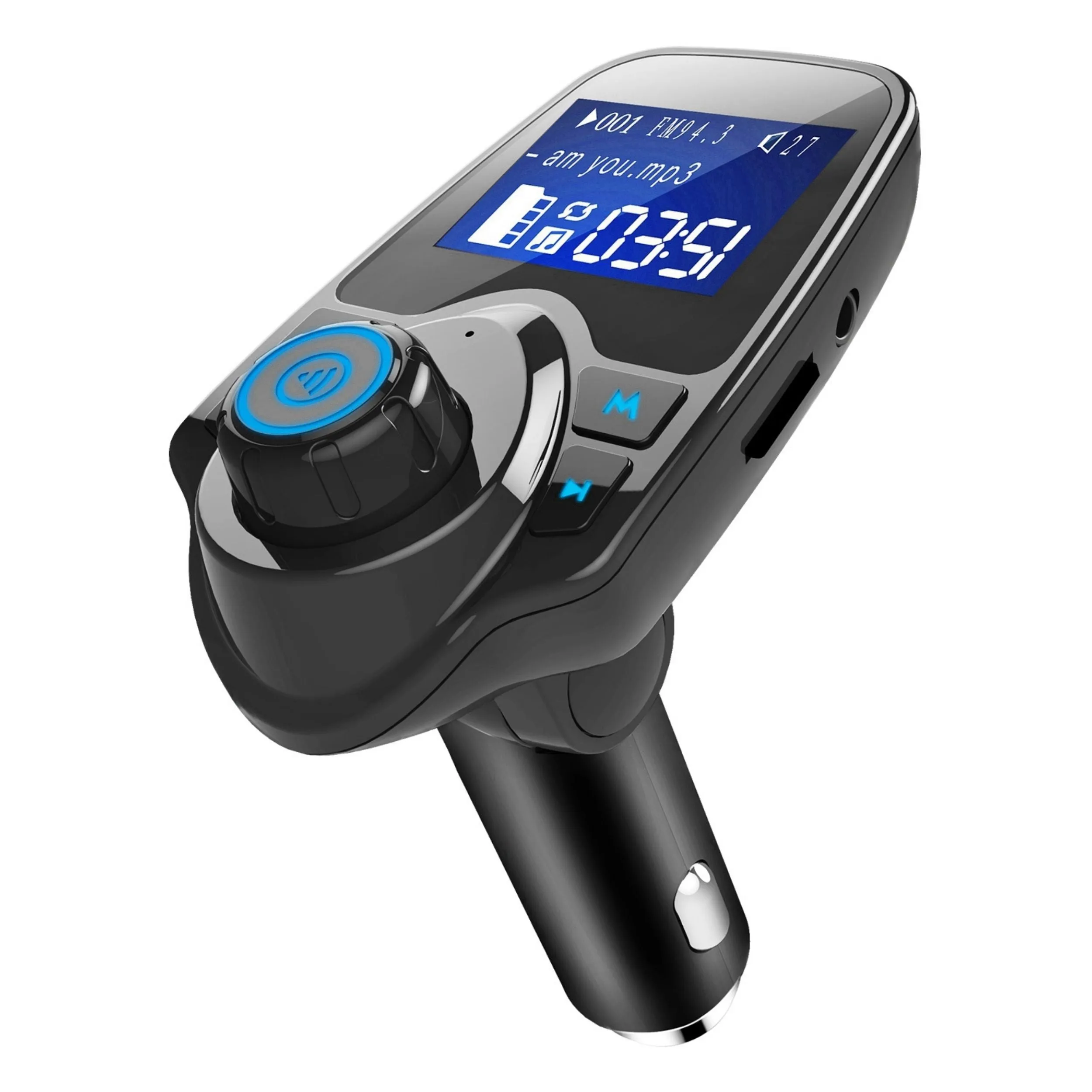 Car FM Transmitter MP3 Player   Hand-Free Call   USB Charger   AUX Input   TF Card   USB Flash Drive