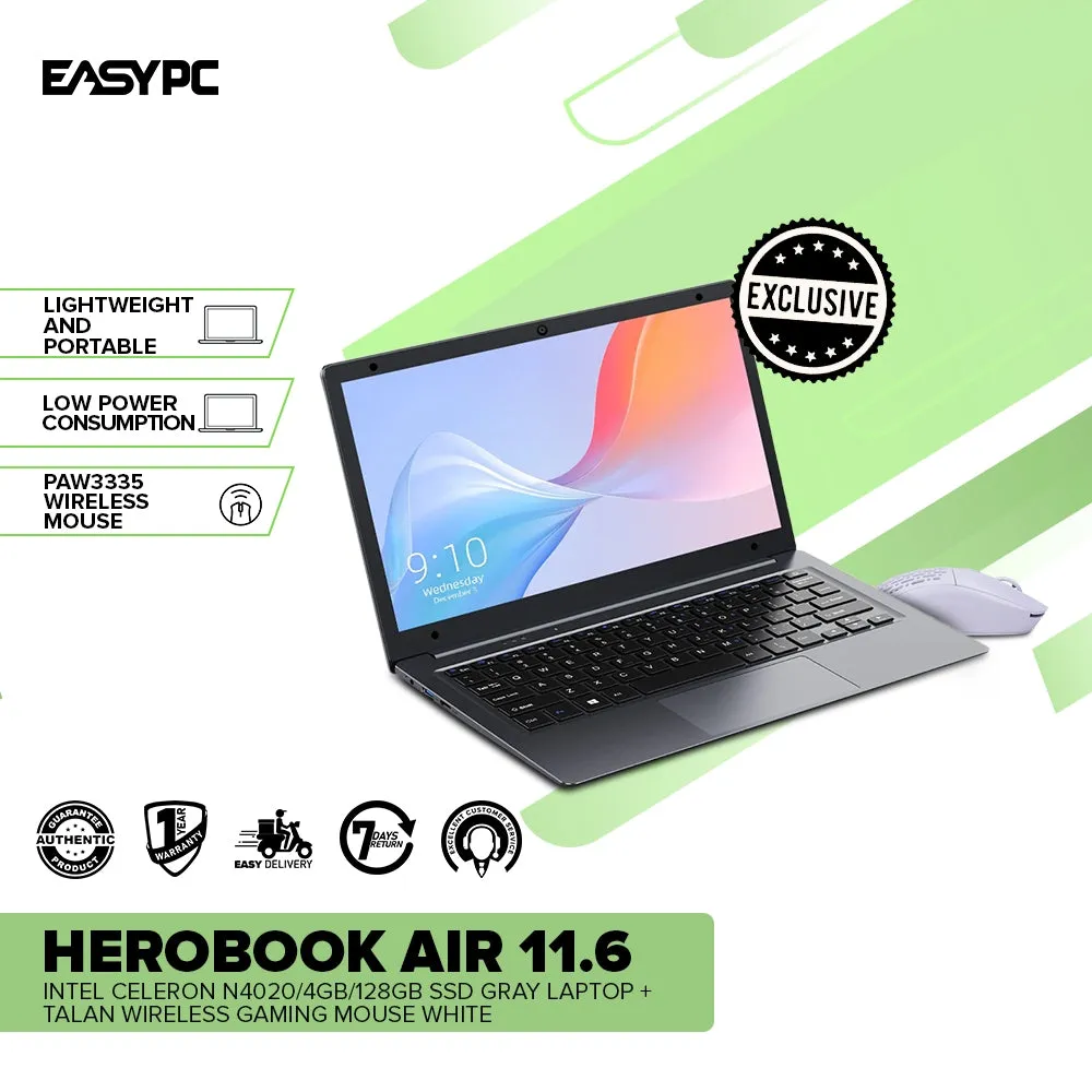 CHUWI HeroBook Air 11.6 Laptop   RAKK Talan Wireless Gaming Mouse White