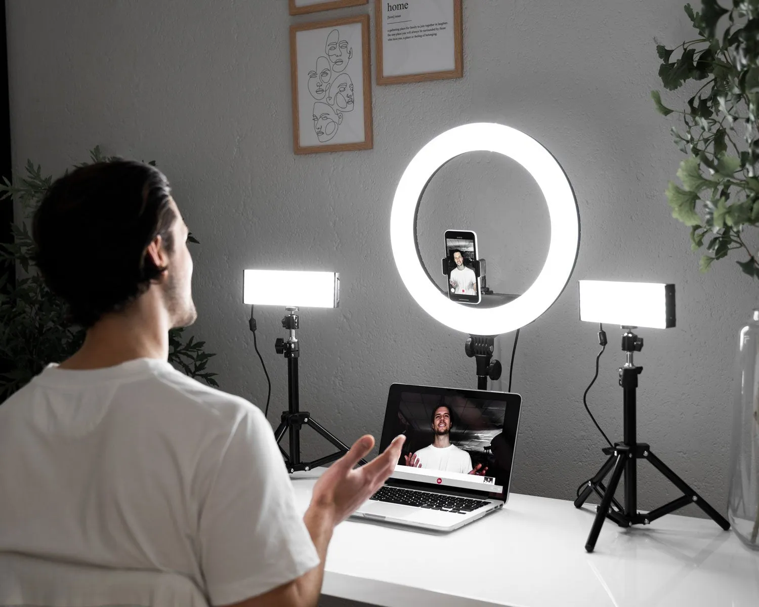 Complete Beauty Studio Diamond Luxe Ring Light & 9" LED Panel Lighting Kit