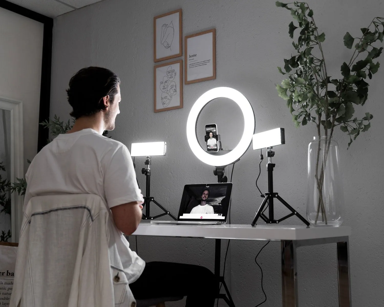 Complete Beauty Studio Diamond Luxe Ring Light & 9" LED Panel Lighting Kit