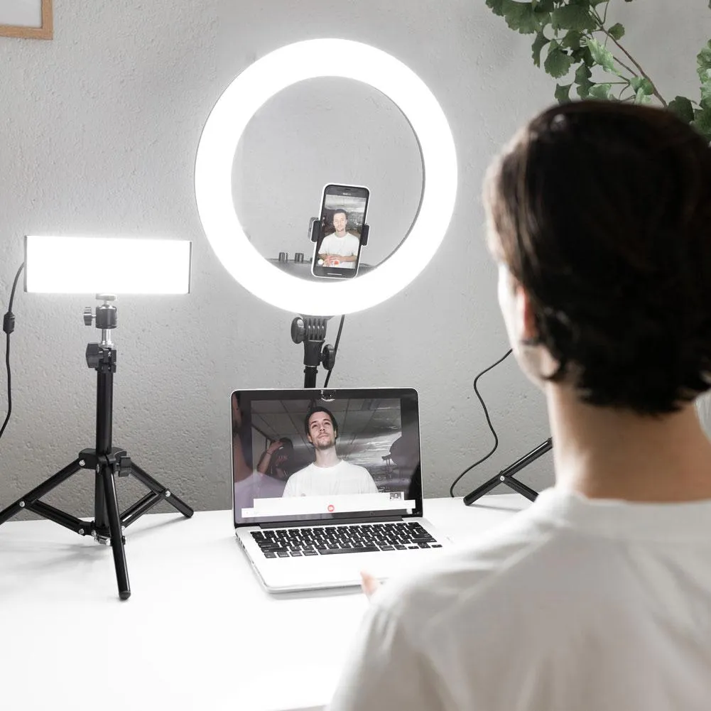 Complete Beauty Studio Diamond Luxe Ring Light & 9" LED Panel Lighting Kit