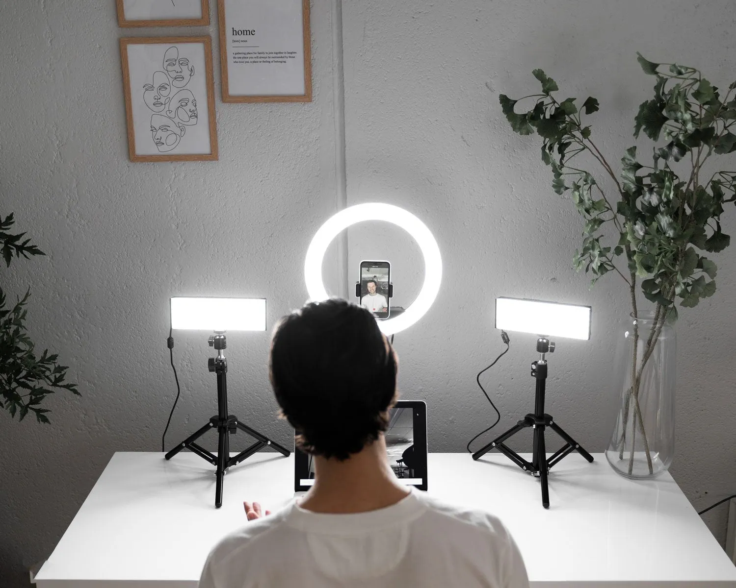 Complete Beauty Studio Diamond Luxe Ring Light & 9" LED Panel Lighting Kit