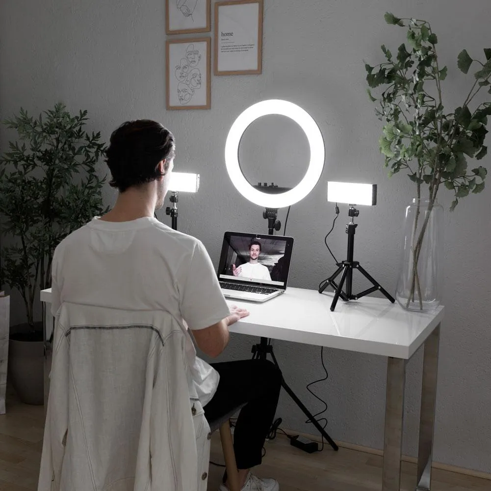 Complete Beauty Studio Diamond Luxe Ring Light & 9" LED Panel Lighting Kit
