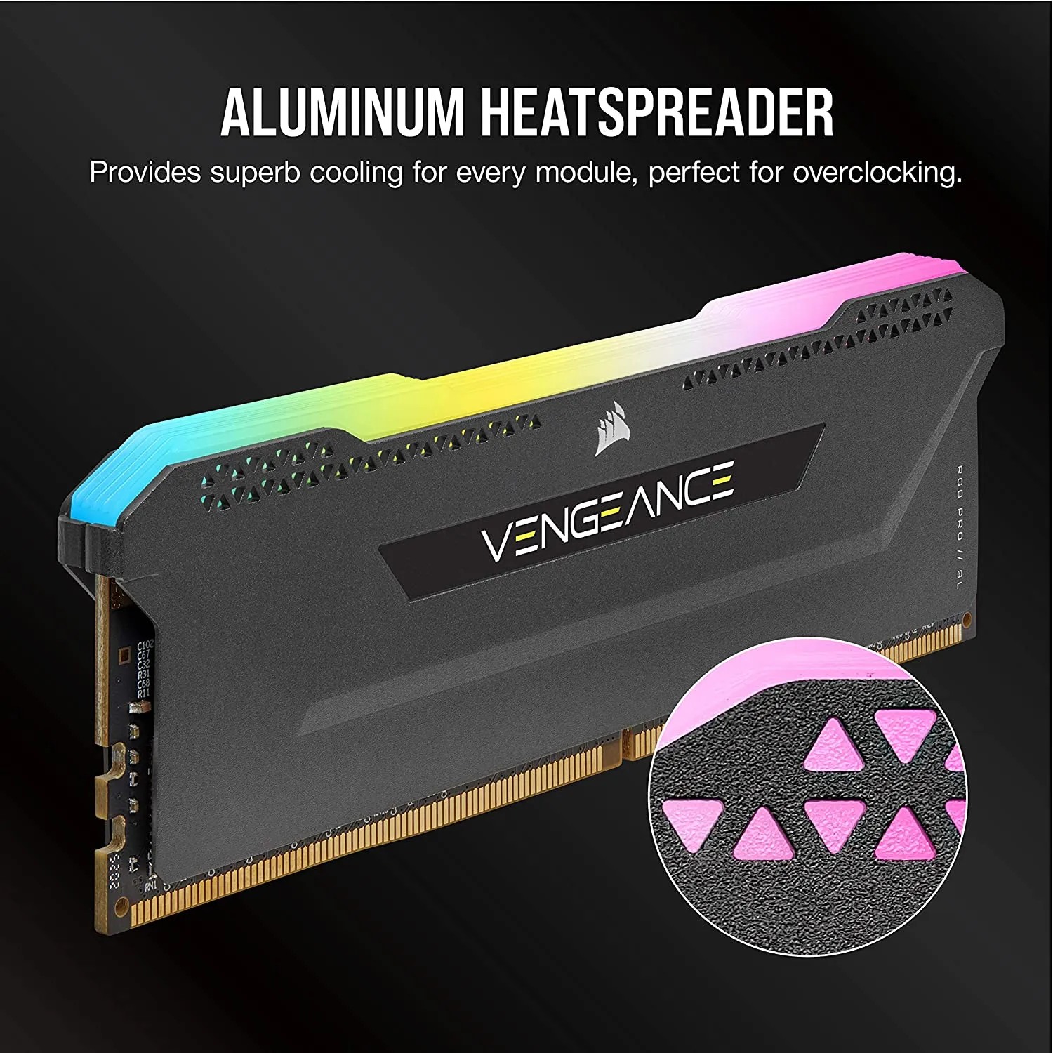 Corsair Vengeance RGB Pro SL 16GB (2x8GB) DDR4 3600 (PC4-28800) C18 1.35V Desktop Memory - Black (CMH16GX4M2D3600C18)