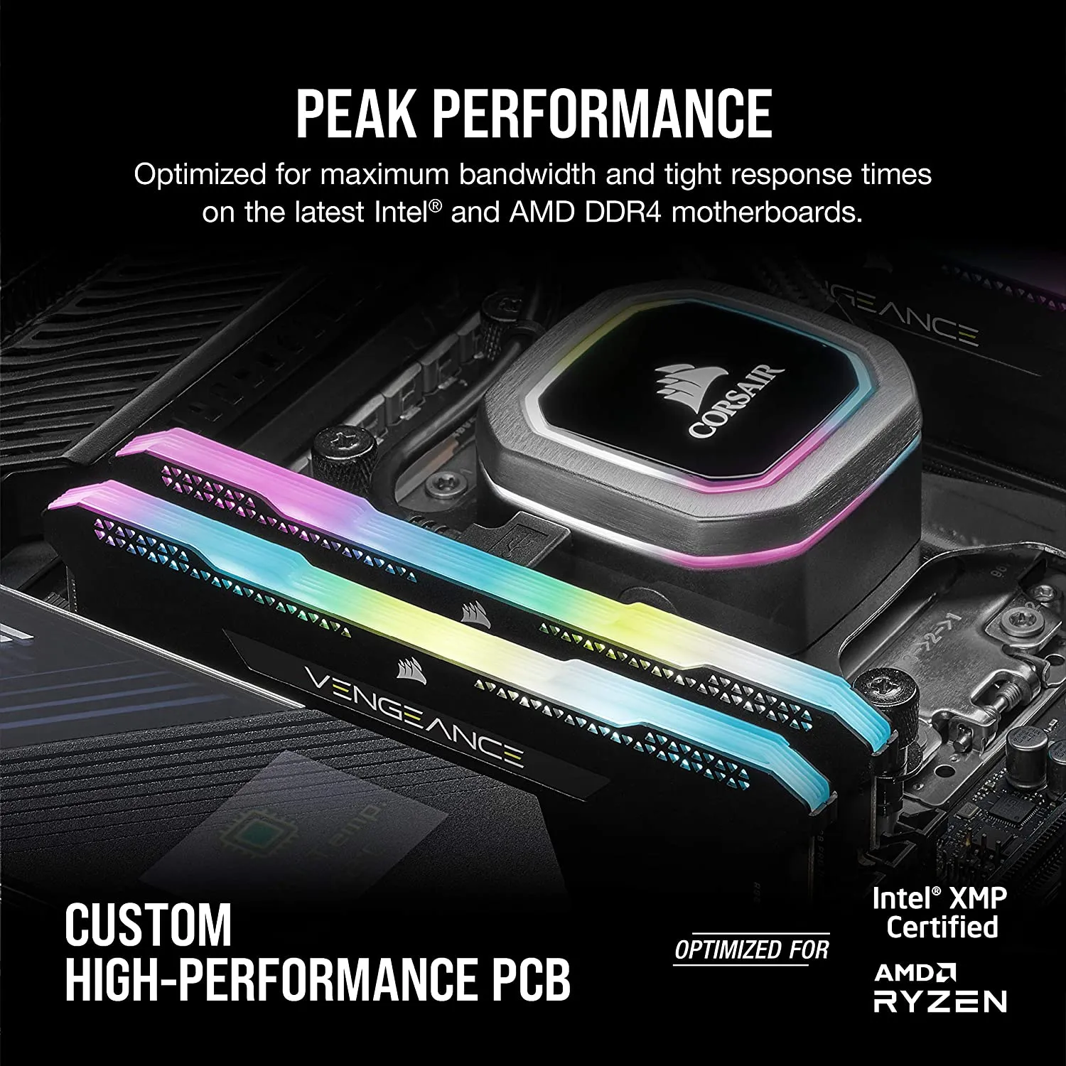 Corsair Vengeance RGB Pro SL 16GB (2x8GB) DDR4 3600 (PC4-28800) C18 1.35V Desktop Memory - Black (CMH16GX4M2D3600C18)