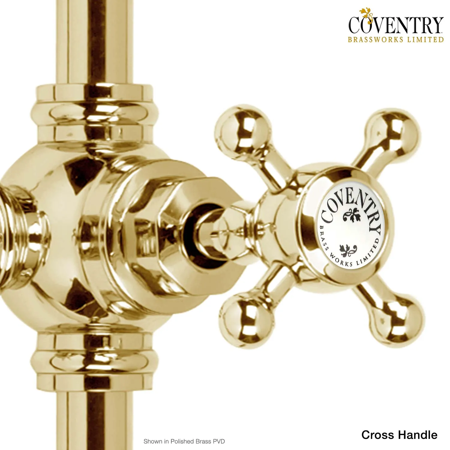 Coventry Brassworks Luxury 1/2" Exposed Thermostatic Shower System with 8" Shower Head, Diverter, and Ceramic Hand Shower with Cross Handle