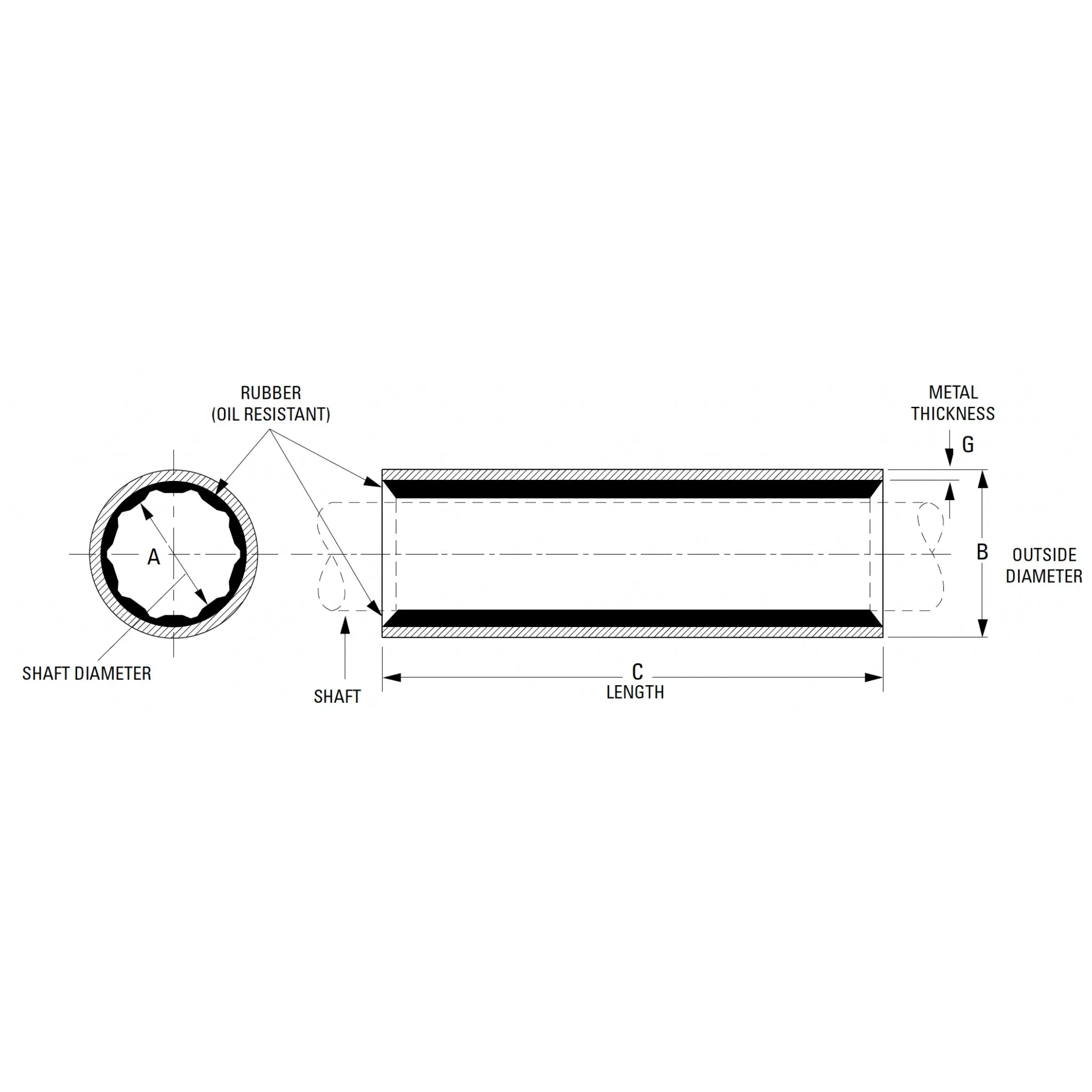 Cutlass Bearing Dolphin - 1-3/8" x 2-1/8" x 5-1/2"