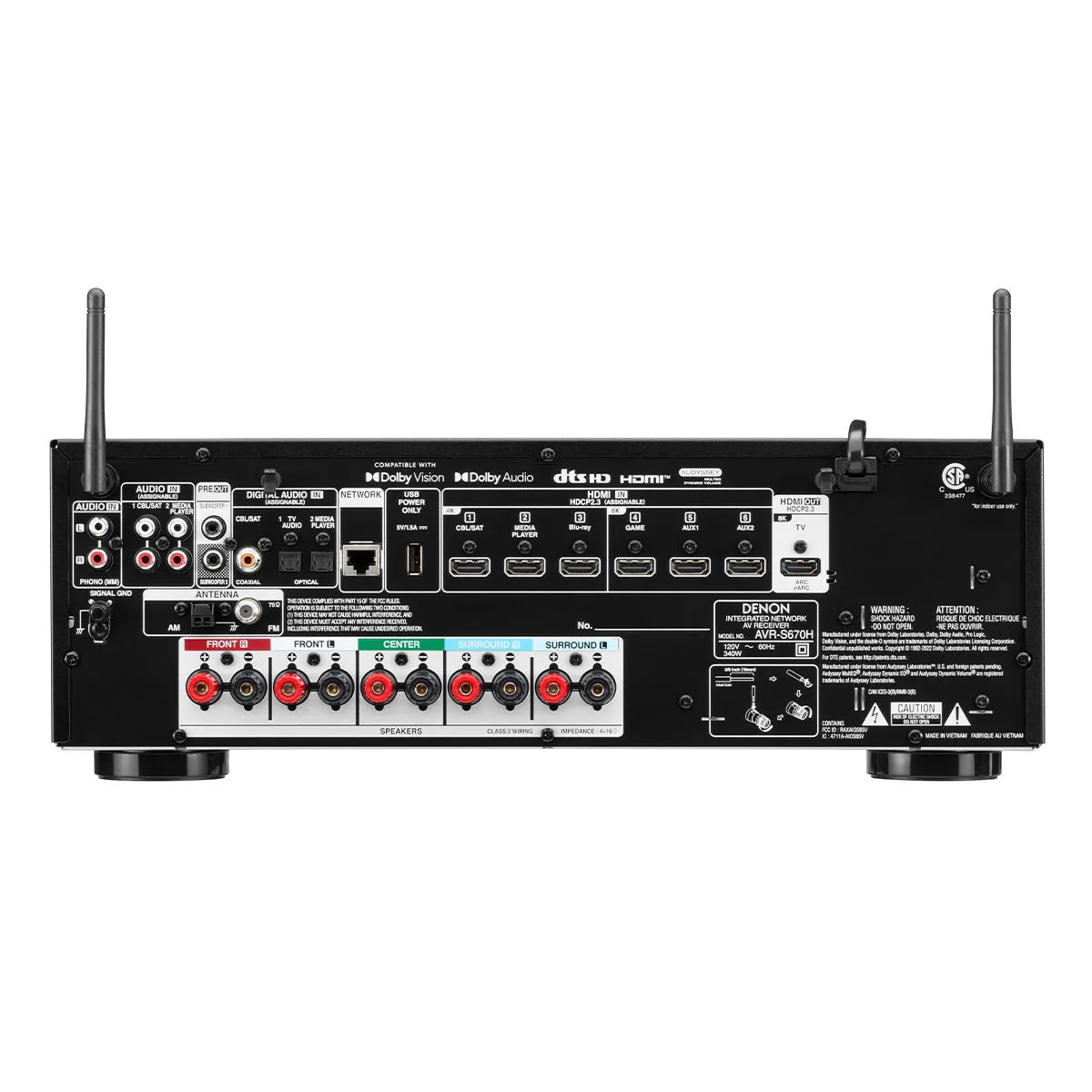 Denon AVR-S670H 5.2 Channel 8K Home Theater Receiver with Dolby TrueHD Audio, HDR10 , and HEOS Built-In