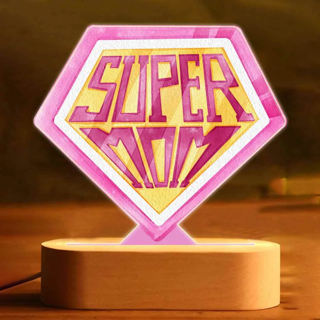 Designer LED Lamp for Super Mom - Beautiful Light Lamp Gift for Mother's Day