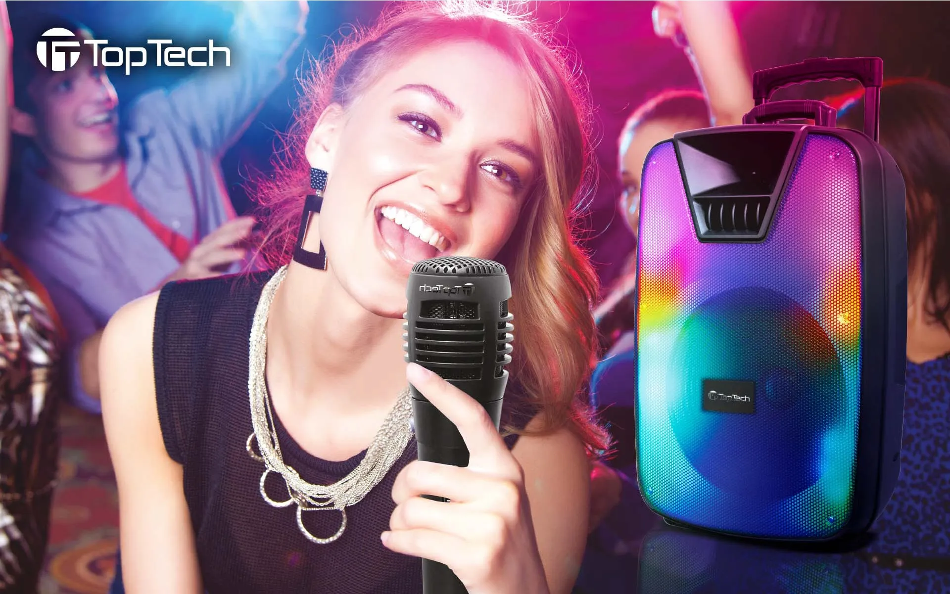 Elite-15, 15" Bluetooth Speaker with Flame Effect Lights, Extra Bass & Microphone Input